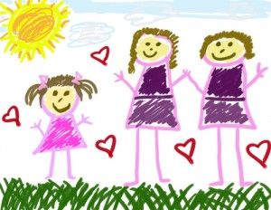 Drawing of Gay Parents Family